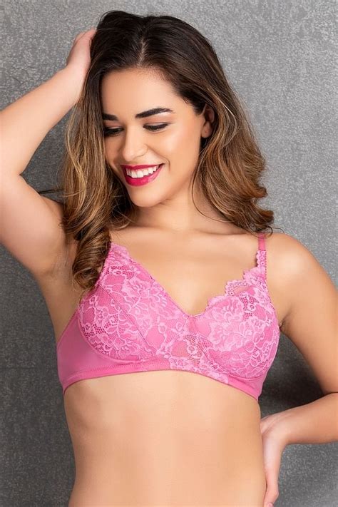 buy light padded non wired full cup bridal bra in light pink lace online india best prices