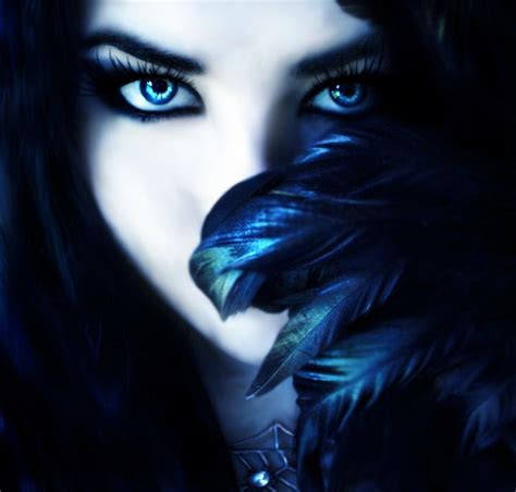 Black Hair Ice Blue Eyes Beautiful Dark Witch With Long Black Hair