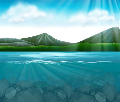 A Beautiful Mountain Lake Landscape 297823 Vector Art At Vecteezy