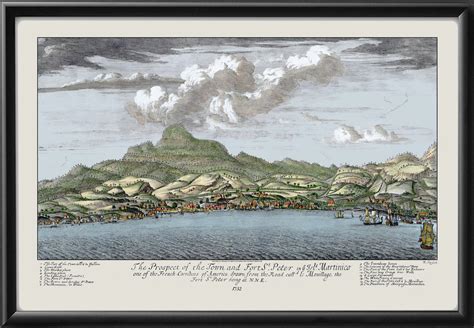 Saint Pierre Martinique 1732 Vintage City Maps Restored Views