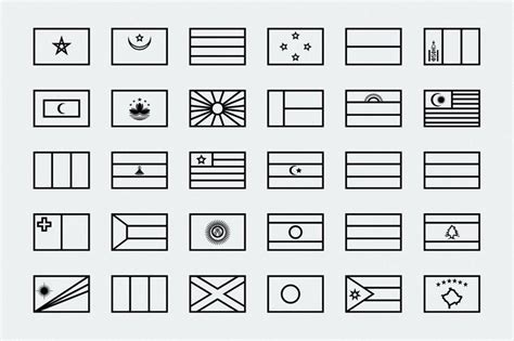 The Flags Of Different Countries Are Shown In Black And White