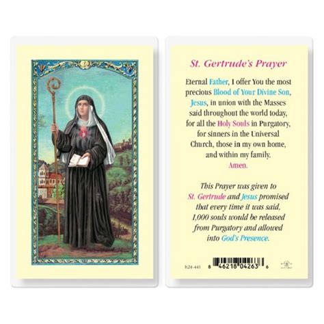 Saint Gertrude Laminated Prayer Card