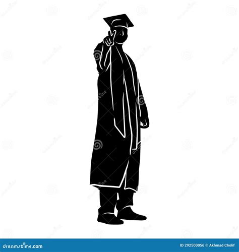 Silhouette Graduate For Background Shadow Stock Vector Illustration