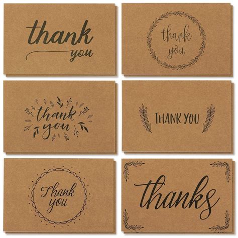 Buy Count Thank You Cards With Envelopes Blank Brown Kraft Paper