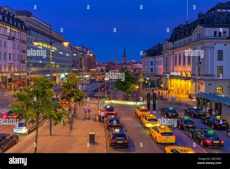 An Evening View Of Vasagatan Street In Downtown Stockholm Sweden Stock