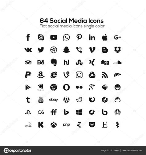 Set Of Popular Social Media Icons — Stock Vector © Ibrandify 151133040