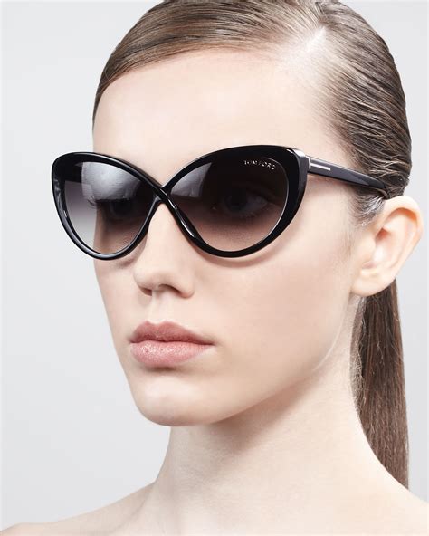 lyst tom ford madison oversized cateye sunglasses in black