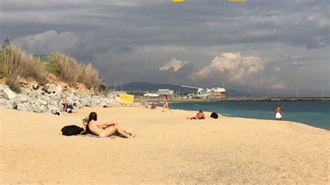 Platja De La Mar Bella Is A Nudist Beach In Barcelona Spain No Crowd In Oct Youtube