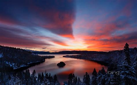 sunset landscapes nature snow forest lakes 1920x1200 wallpaper - Nature ...