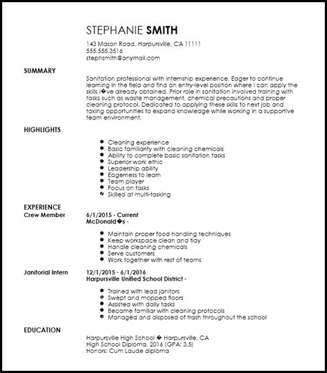 A couple of months ago, we wrote this cv for our client, john. Free Entry Level Sanitation Resume Template | Resume-Now