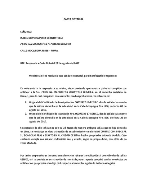 Carta Notarial Respuesta Gobierno Política