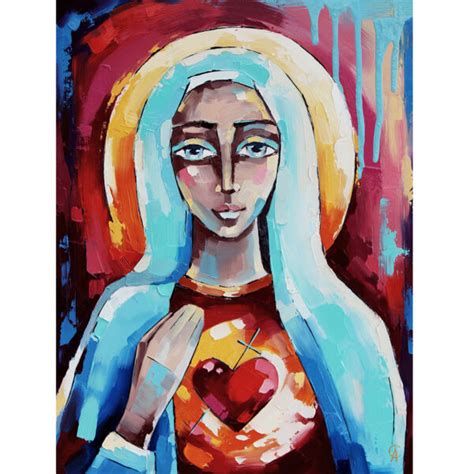 Virgin Mary Painting Our Lady Original Art Christian Artwork Religious Wall Art By Inch