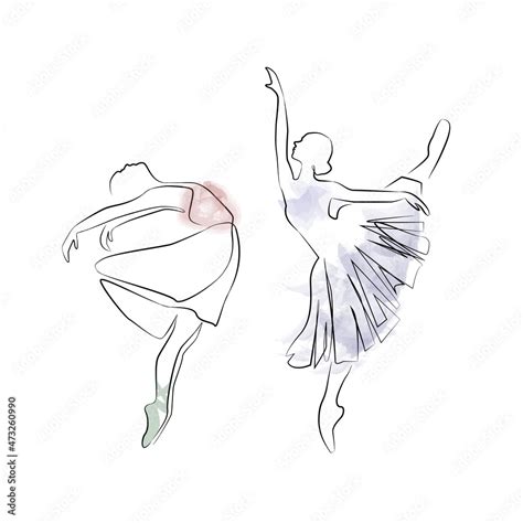 Sketch Of A Woman In A Dress Ballet Dancer Line Art Continuous Art