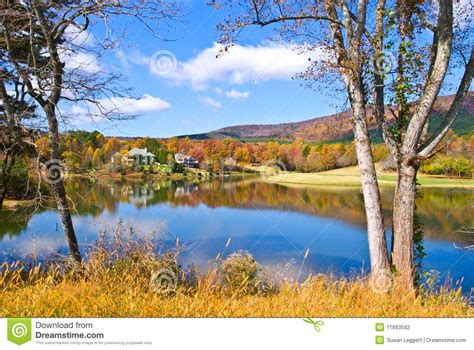 Autumn Landscape With Lake Stock Photo Image Of Habersham