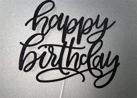 Happy Birthday Cake Topper Black Glitter Black Birthday Party