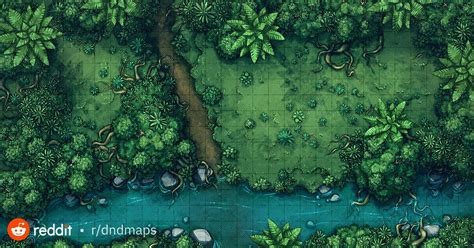 The River Crossing Jungle Battle Map 30x30 Dndmaps Map Dungeon