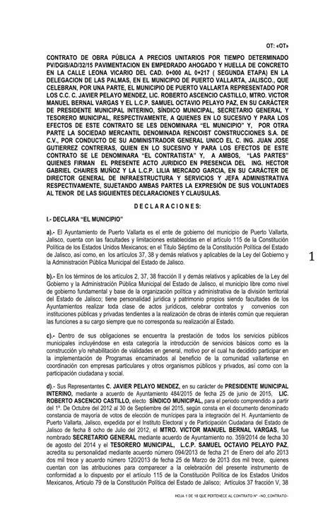 Pdf Contrato De Obra PÚblica A Precios Unitarios · Pvdgisad3215