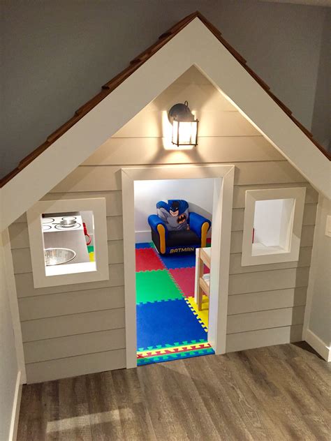 Diy Playhouse Built Under Stairs Basement Remodeling Play Houses