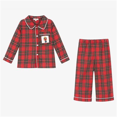 Caramelo Kids Boys Red Tartan Cotton Pyjamas Childrensalon Outlet