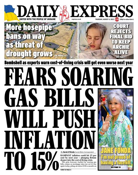 Daily Express Front Page 4th Of August 2022 Tomorrows Papers Today