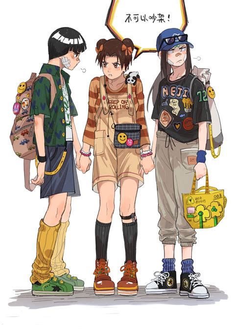 Hyuuga Neji Rock Lee Tenten Naruto Converse Naruto Naruto Series Absurdres Highres