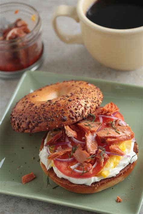 Bake at 350°f for 25 minutes or . Smoked Salmon Breakfast Bagel | Salmon breakfast, Smoked ...