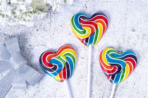 Rainbow Love Heart Lollipops Candy Lollies Love Heart Etsy