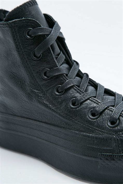 Converse Chuck Taylor Black Leather Platform High Top Trainers Lyst
