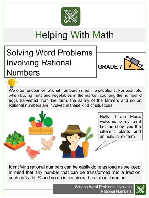 Word Problems Involving Rational Numbers Worksheet