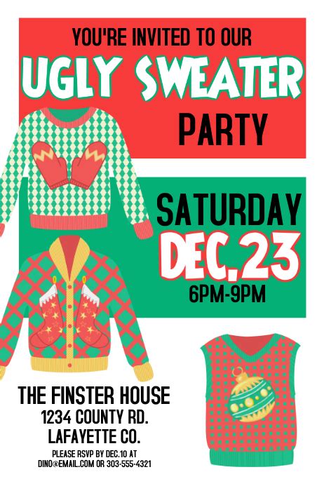 Ugly Sweater Template Postermywall