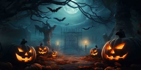Spooky Dark Halloween Background Illustration Ai Generative 23695928