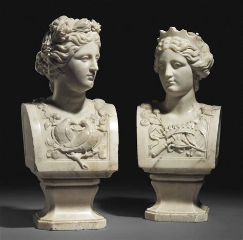 A Pair Of Carved Marble Female Herm Busts French First Half 18th