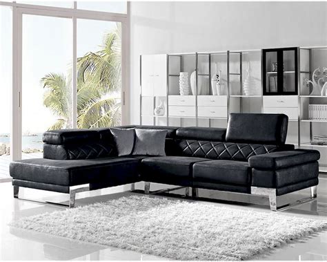 Modern Black Fabric Sectional Sofa 44l6054
