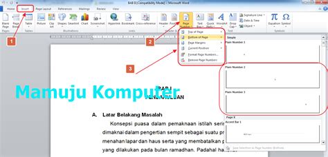 Cara Membuat Penomoran Halaman Di Word