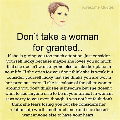 Dont Take A Woman For Granted