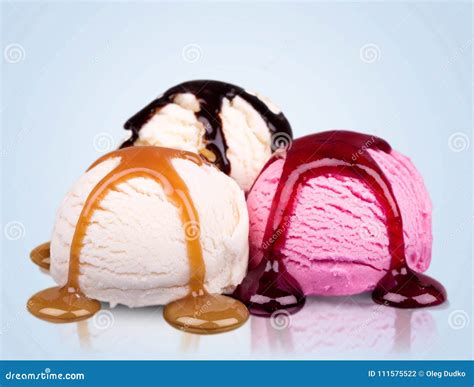 Chocolate Vanilla And Strawberry Ice Cream Scoops Stock Photo Image Of Mixed Object
