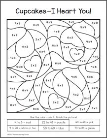 Free valentine s day kwanzaa and groundhog day worksheets. Valentine's Day Color By Number Multiplication Worksheets ...