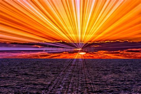 Sun Ray Ocean Sunset Stock Image Image Of Color Freedom 187178309