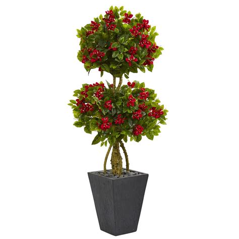 5 Ft High Indoor Double Bougainvillea Topiary Artificial Tree In Slate