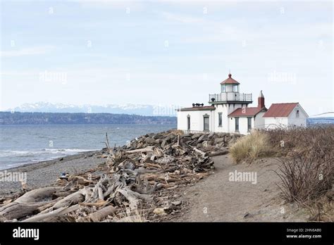 West Point Lighthouse At Discovery Park In Seattle Washington Usa