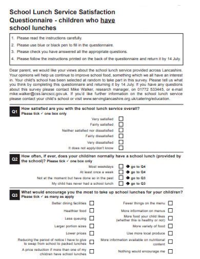 10 Food Survey Questionnaire Templates In Pdf Ms Word Pages