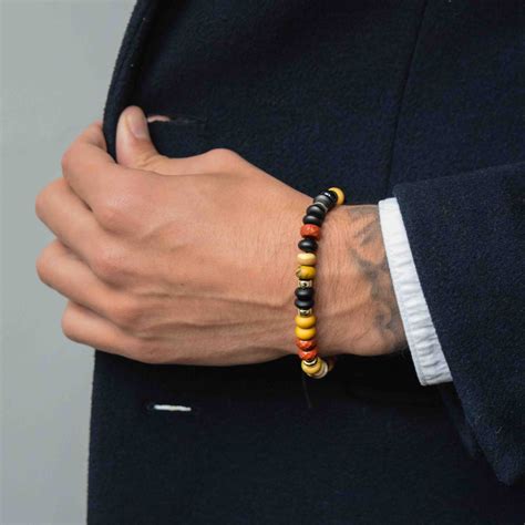 Designer 9ct Gold And Mookaite Bracelet For Men Uk Ommo London