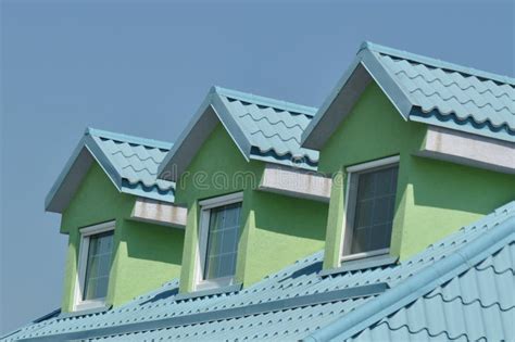 Modern House Blue Roof Stock Image Image Of Cover Modern 115598811