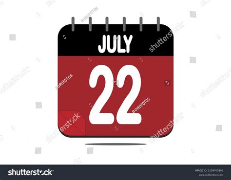 Day 22 July 22 Calendar Design Stock Vector Royalty Free 2159705193