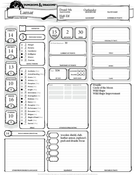 Detailed Character Sheets For Writers