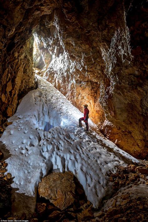 Caver Reveals Permanant Ice Sculptures Under Slovenias Highest Peak