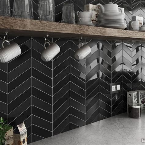 Matte And Gloss For Texture Kitchen Splashback Tiles Black Tiles
