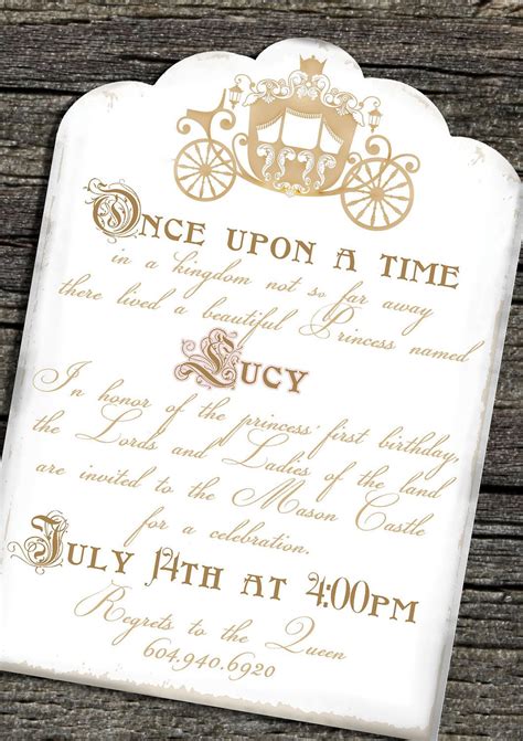 Once Upon A Time Princess Carriage Invitation Fairytale Etsy Invitations Cinderella
