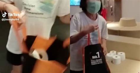 Woman Caught Red Handed Stealing Rolls Of Toilet Paper From Leng Kee Car Servicing Centre