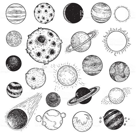 Set Of Planets Icon Hand Drawn Vector Illustration Hand Drawn